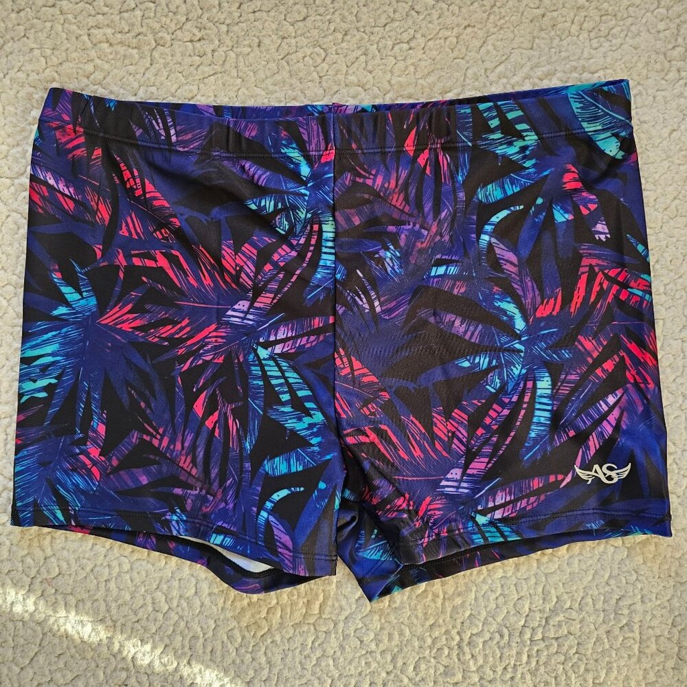 Girls Tropical L Print Swim Bottoms Elastic Waistband Quick-Dry Fabric NWT